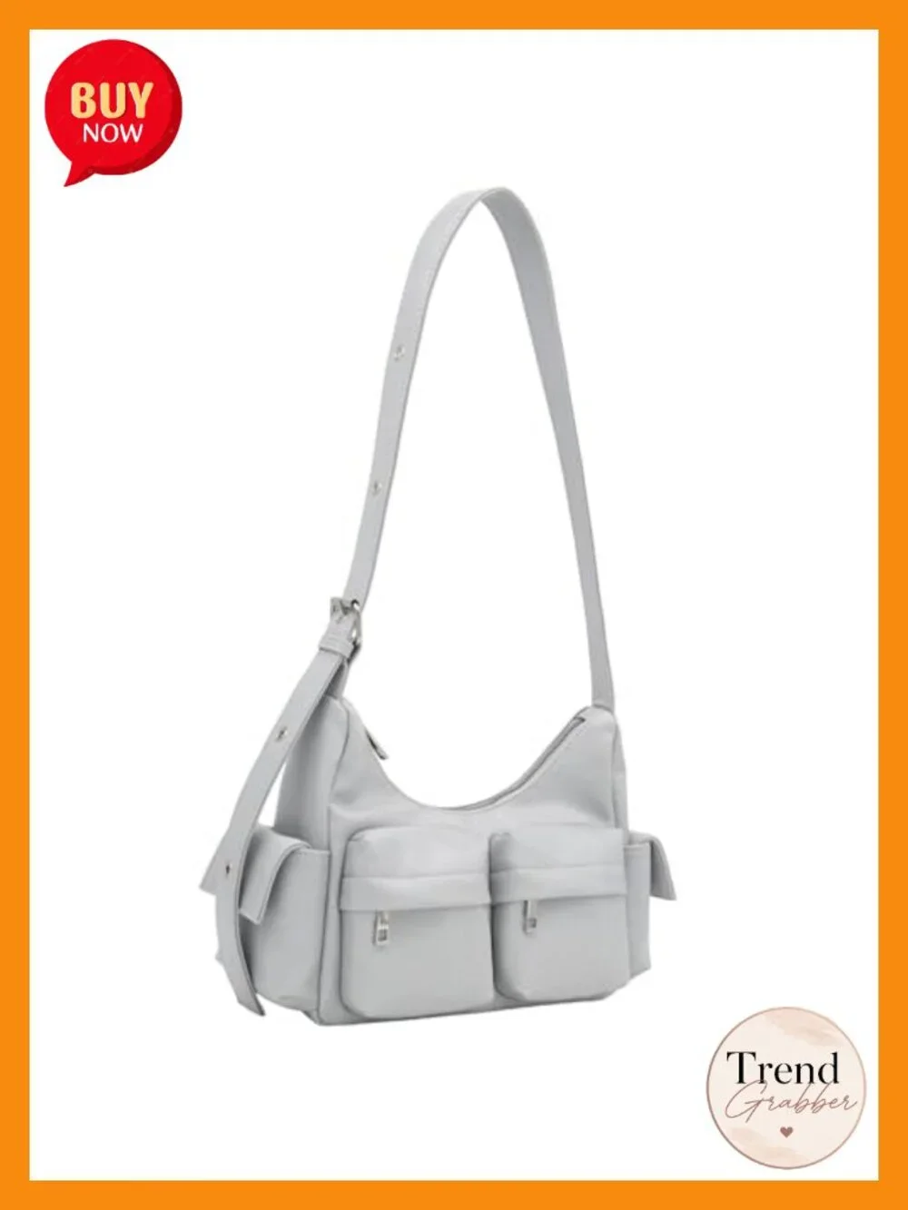 Faux Leather Multi Pocket Shoulder Bag Hobo with Adjustable Strap